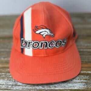VINTAGE Denver Broncos Hat Cap Orange White NFL Logo Athletic Strapback YOUTH